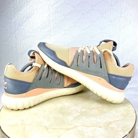 Adidas Tubular Radial Light Orange/Gray Suede Knit Athletic Shoes (size 11) - Picture 6 of 10